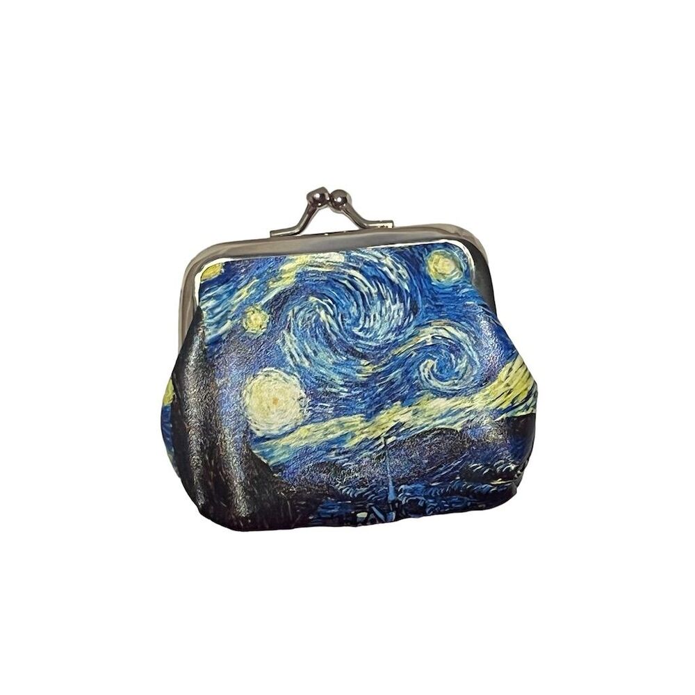 Van Gogh Starry Night Vinyl Coin Purse w/Snap Lock Unisex Multicolor - Picture 9 of 9